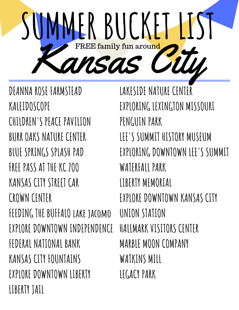 Summer Bucket List 2019 FREE things to do in Kansas City