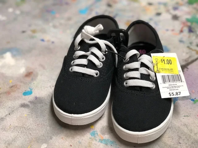 DIY clearance shoes makeover. How to paint on canvas shoes.