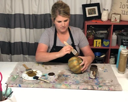 Dollar Tree pumpkins, how to give them a rustic makeover