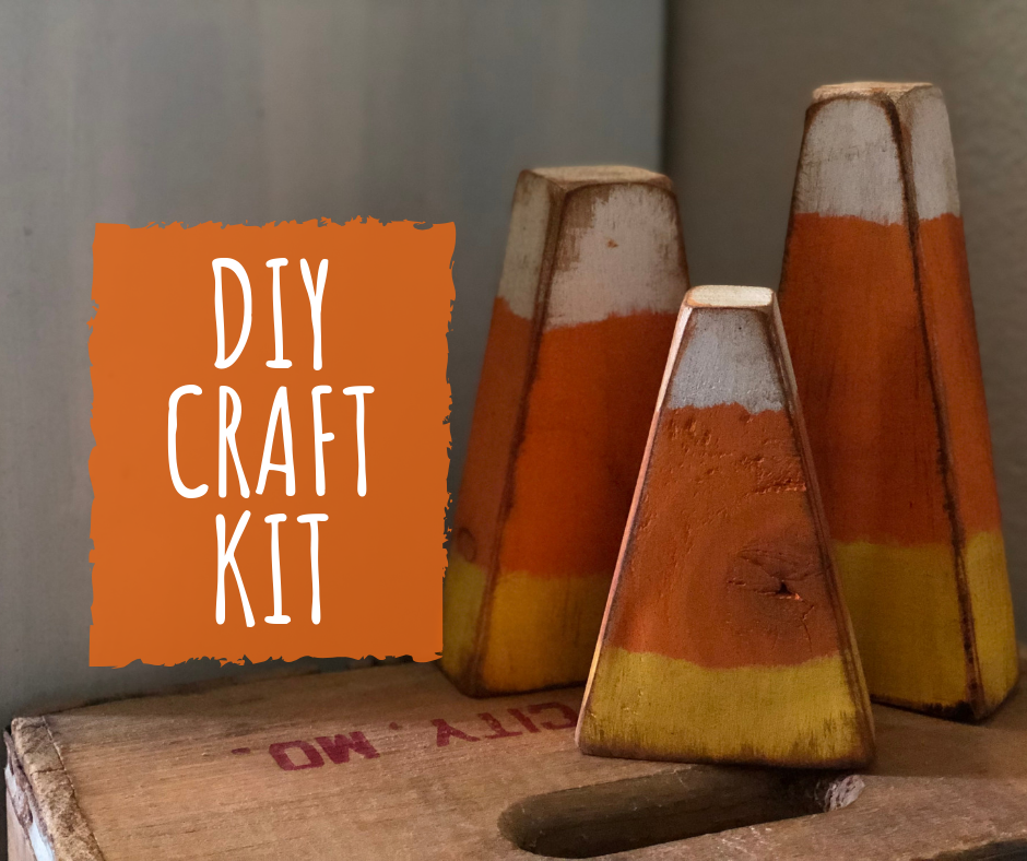 DIY candy corn craft kit. How to make candy corn from a 2x4, adult craft kit