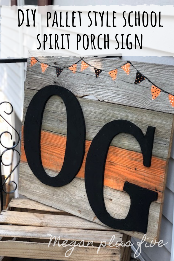 DIY school spirit pallet style porch sign. How to make your own personalized repurposed wooden sign to show your small town pride.