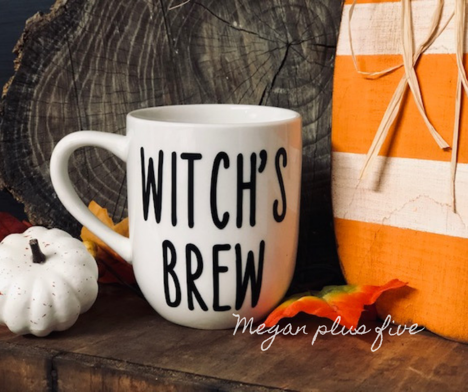 Easy Halloween themed coffee mug vinyl decal using Cricut Design Space. How to make and apply your own custom decals using your Cricut and Oracal vinyl.