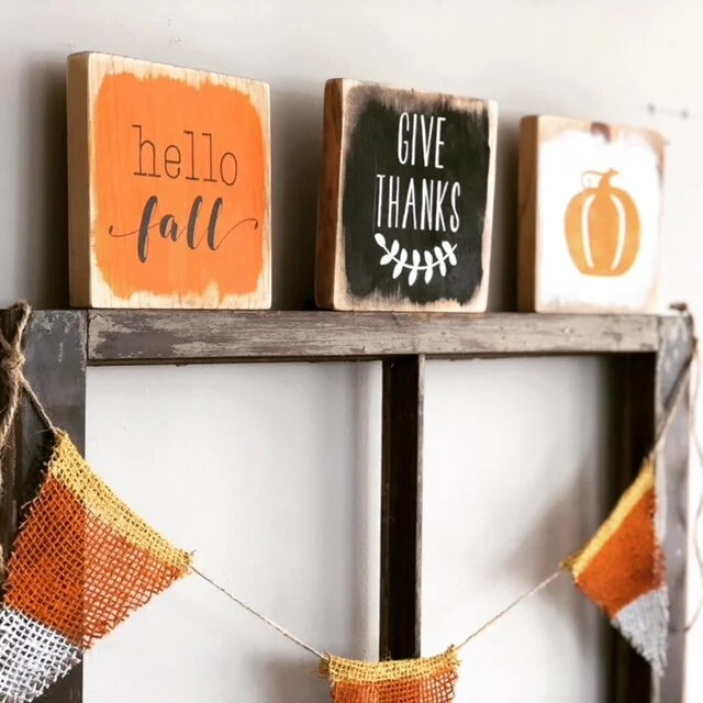DIY mini fall signs, adult fall craft kit how to make your own painted signs