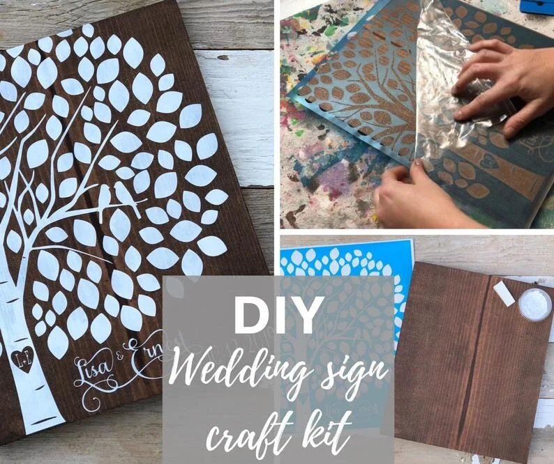 DIY WEDDING SIGN, wedding tree craft kit, affordable wedding decor