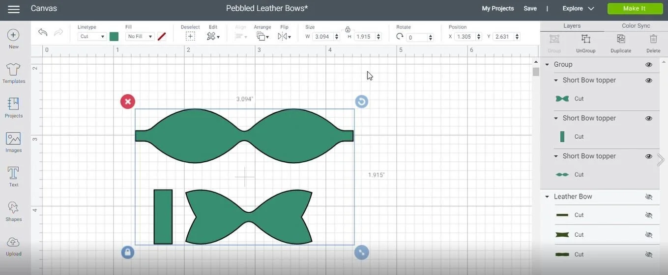 How to use Cricut explore to create faux leather hair bows. Making hairbows with Cricut cutting machine in design space.