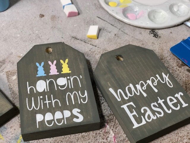 Easter DIY adult craft kit, mini wooden tags unfinished blanks, how to make mini wood signs, spring crafts for adults, Easter spring craft