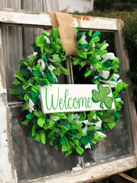 DIY Dollar Tree St. Patrick's Day rag wreath