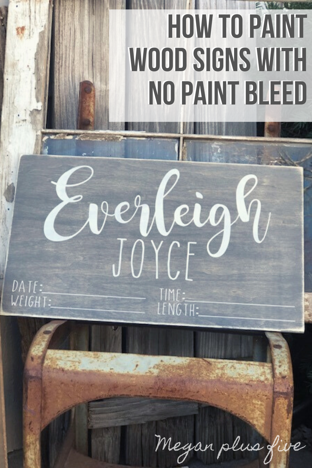 How to stencil a wood sign with NO paint bleed. Using mod podge to paint wooden signs is a good way to get perfectly crisp lines. Make your own personalized baby gift sign using your cricut. DIY baby stats sign.