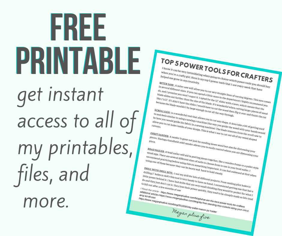 Top 5 power tools that every crafter needs. Get this free printable and start your crafting off right.