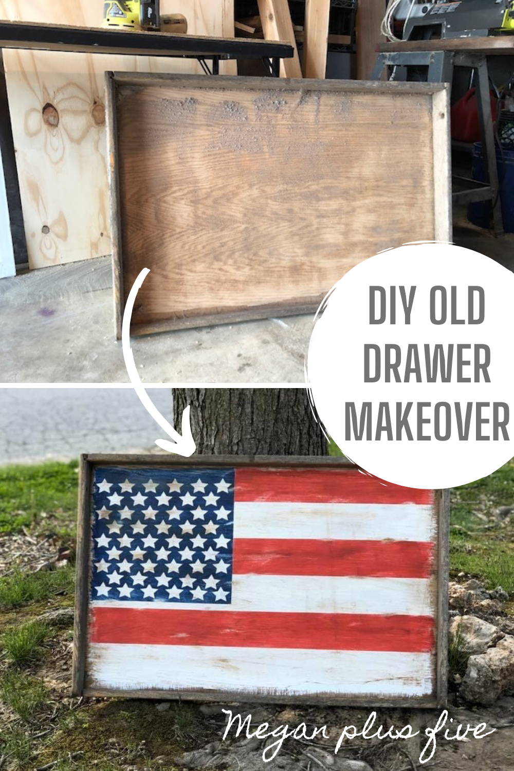 Turn an old drawer into a rustic Ameican flag. It doesn't take much to repurose a drawer that's been collecting dust. If you have some paint and a little creativity you can make your own farmhouse style old looking flag for your home decor.