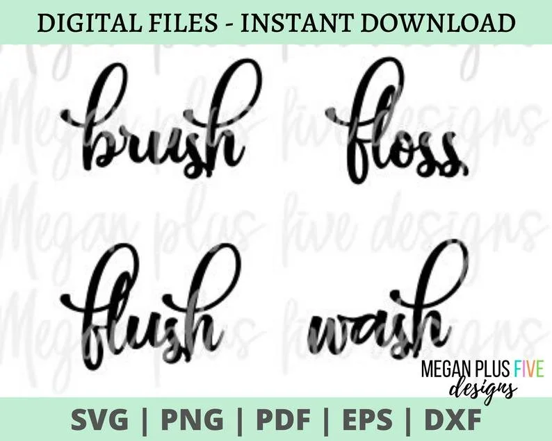 SVG Bundle brush, floss, flush, wash digital download for Cricut and Silhouette cutting machines