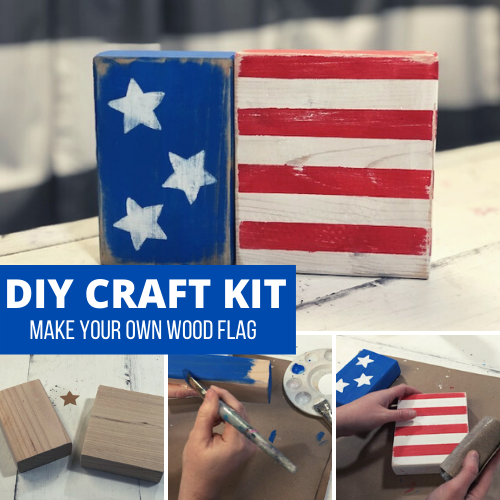 DIY PATRIOTIC CRAFT KIT FOR ADULTS, American wood flag 2x4 craft to make at home. 