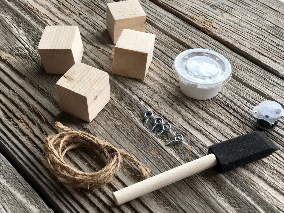 DIY CRAFT KIT FOR CHRISTMAS, WOOD BLOCK SNOWMEN TO MAKE AT HOME, SNOWMEN CHRISTMAS ORNAMENTS CRAFT KIT
