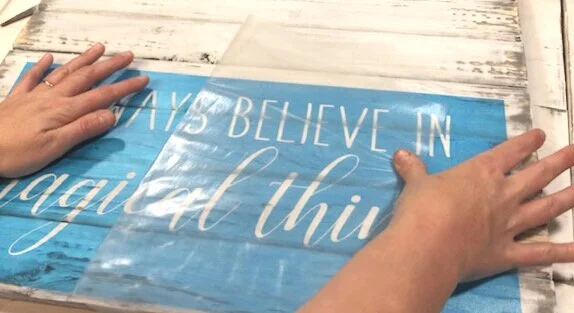 How to make rustic unicorn sign. DIY easy tutorial for stenciling a wooden unicorn sign for your little gilr's bedroom decor. Painted unicorn wall art with flowers. Always believe in magical things wall art.