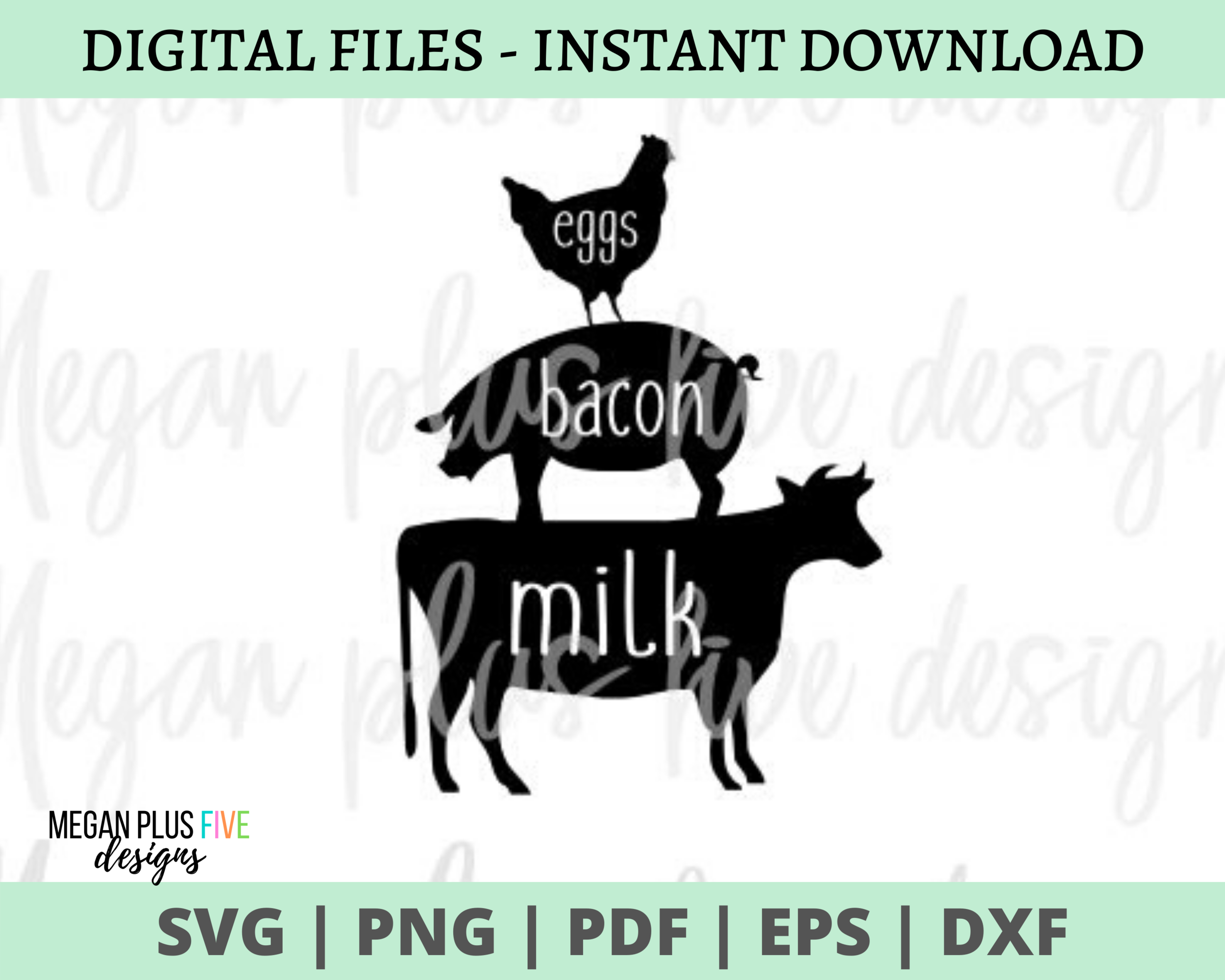 SVG EGGS BACON MILK FARM IMAGE Digital Download