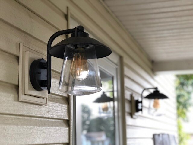 DIY porch light makeover. How to replace outdated and ugly porch fixtures on a budget.
