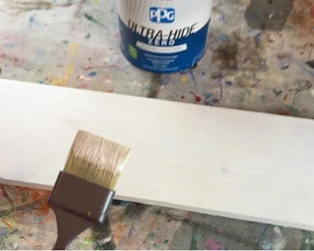 Because I did a reverse stencil method, not a traditional stencil method, I added lines onto my stencil to make it super easy to align on my wood base. Then I set my stencils aside till I needed them.