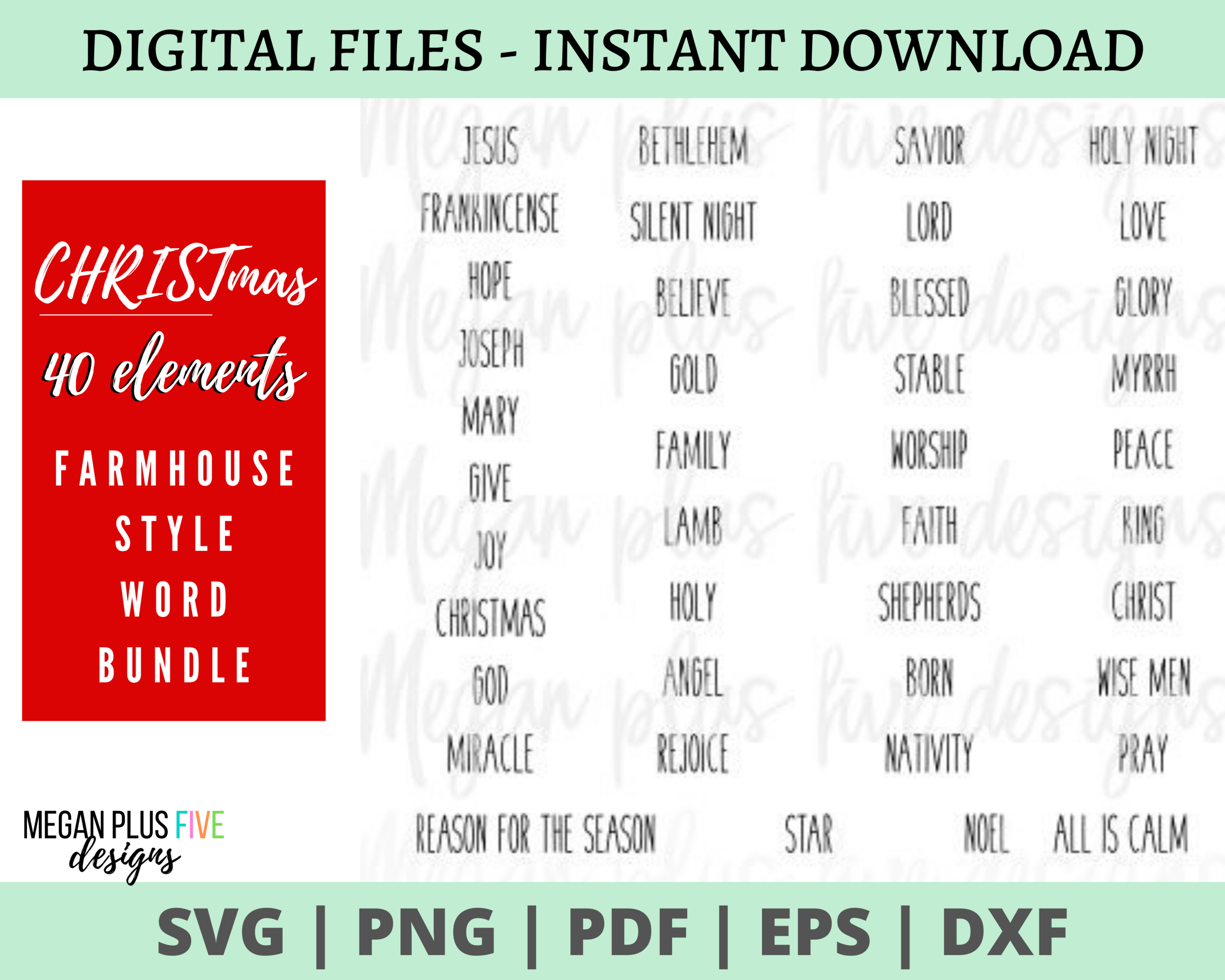 CHRISTmas word budle SVG, Jesus word bundle for digital download, Cricut Christmas words cut file
