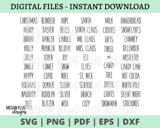 Christmas word bundle, 60 elements, SVG DIGITAL DOWNLOAD