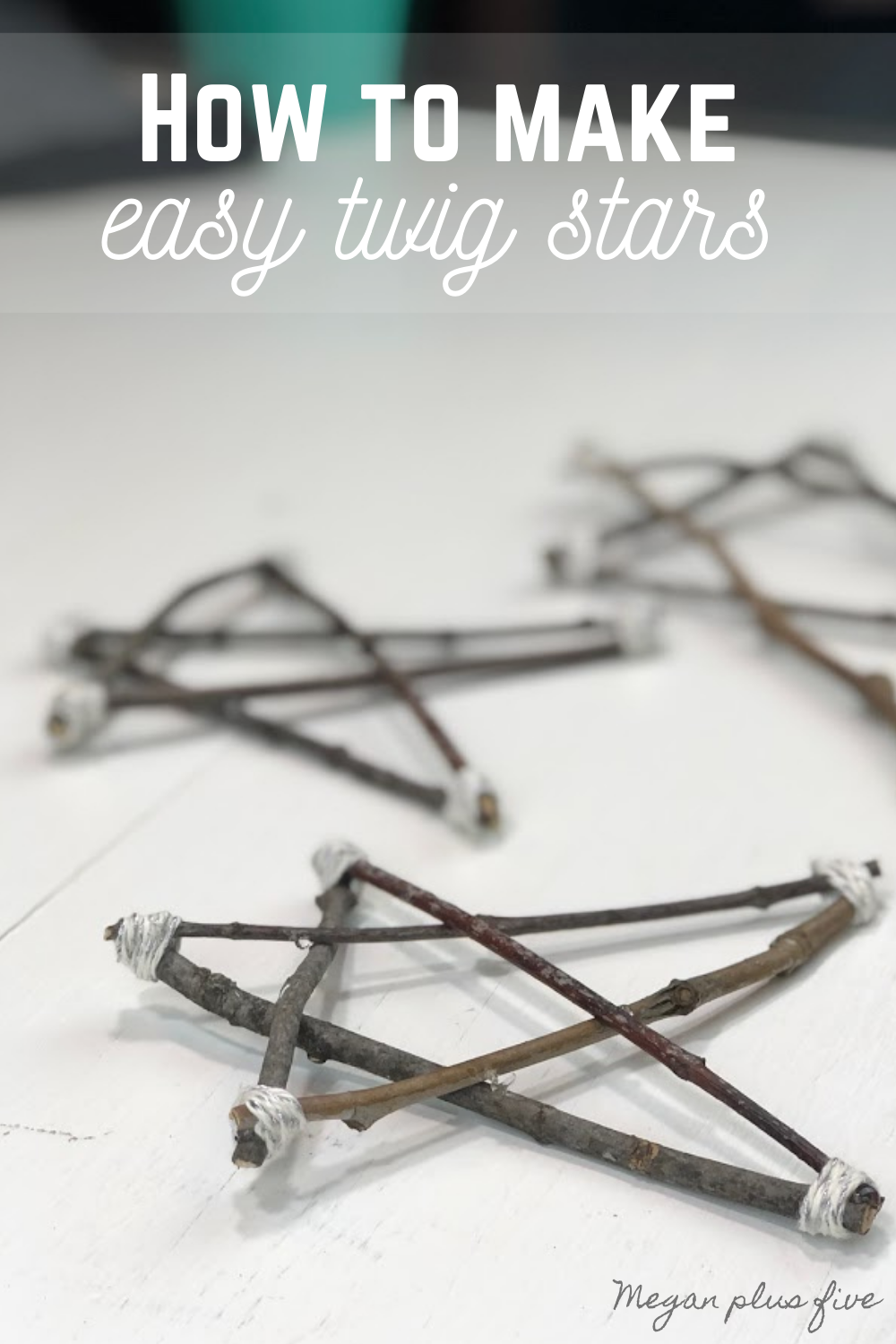 How to make stars from twigs for Christmas. Make cheap and frugal Christmas decor using sticks from your yard. Twine/jute twig stars easy craft tutorial for simple rustic looking farmhouse home decor.