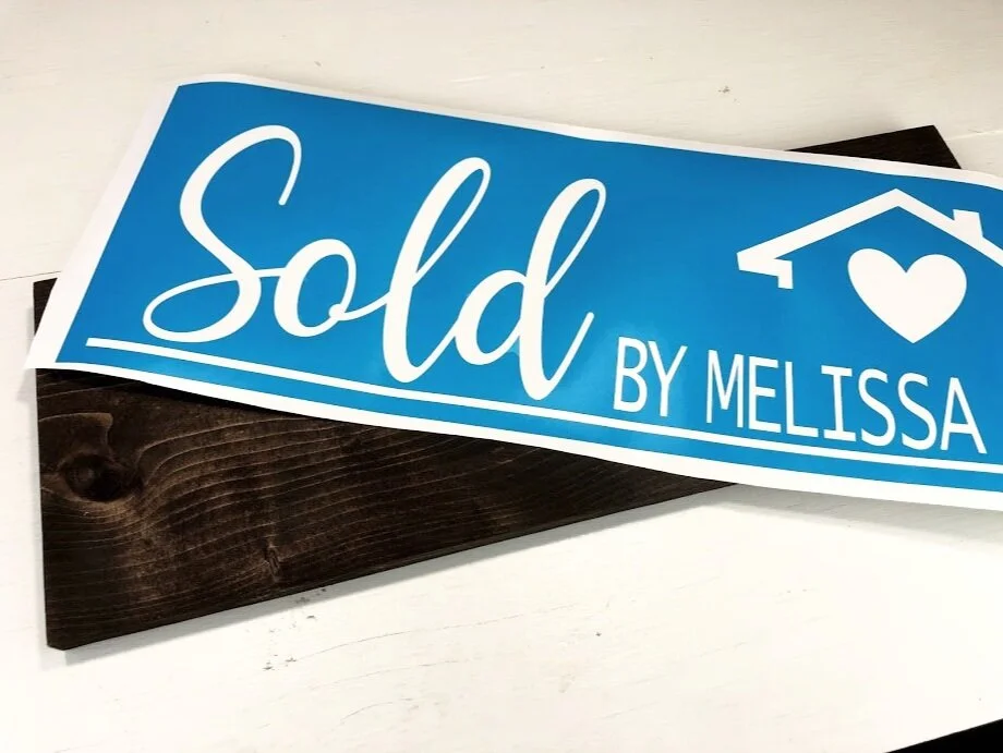 DIY sold by realtor sign using your Cricut or Silhouette cutting machine. Use this free SVG to make a realtor sold by sign photo opp prop. DIY painted wood sign for a real estate agent gift.