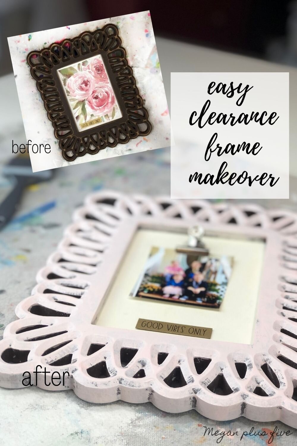DIY Hobby Lobby clearance picture frame makeover. How to use Dollar Tree office clips to makeover an old picture frame.
