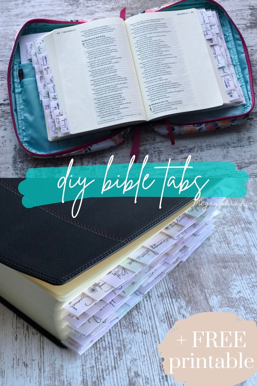 DIY bible tabs + FREE printable - Megan plus five