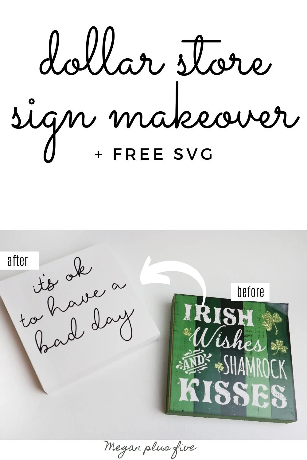 DIY dollar store sign makeover. How to give a dollar tree seasonal free standing faux wood sign a more modern look using your Cricut. DIY vinyl decal using your Cricut 'it's ok to have a bad day' diy sign.
