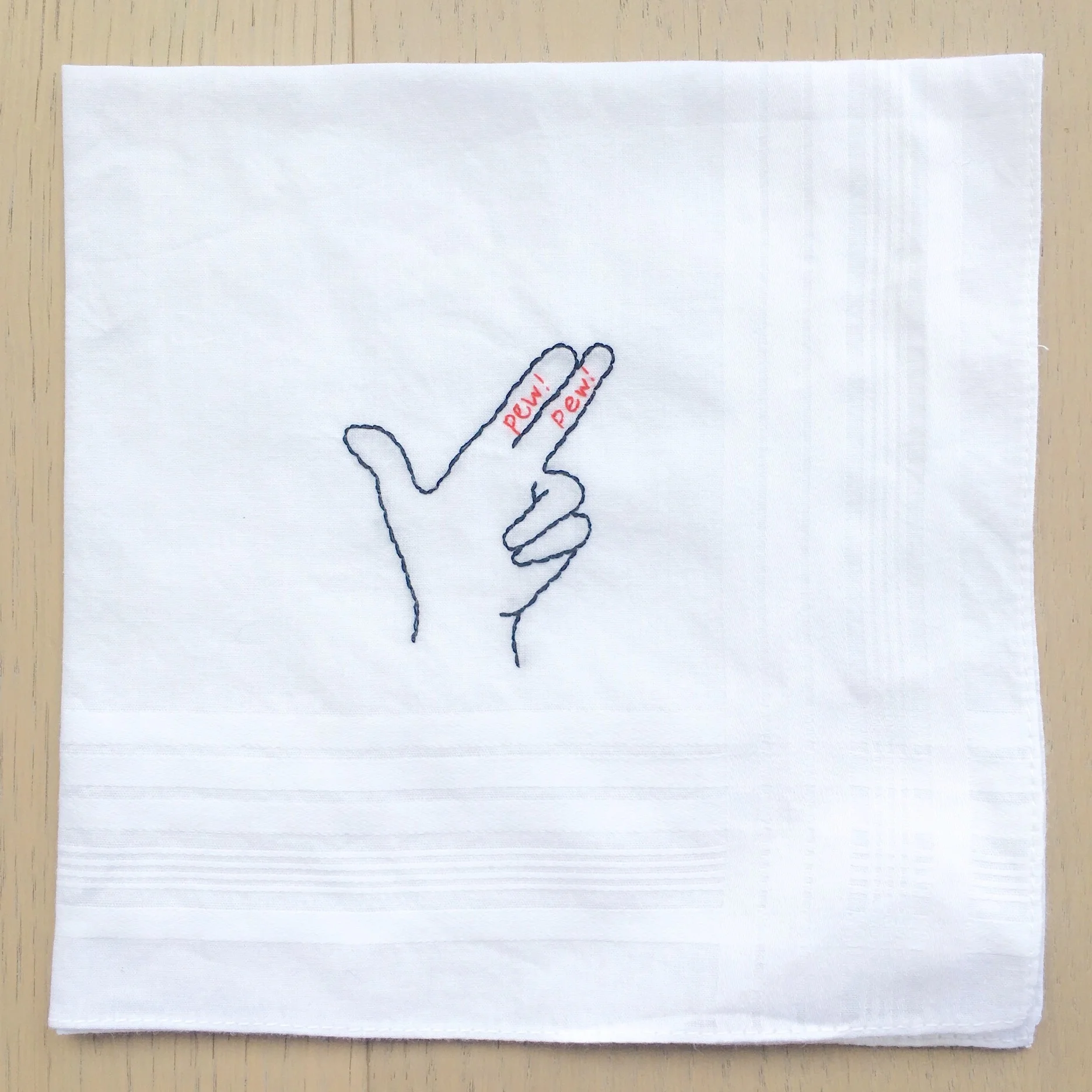 finger guns pew handkerchief