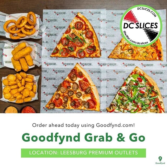 Pre-orders start TODAY! You do not want to miss out on this awesome event at the Leesburg Premium Outlets. Click here: https://www.goodfynd.com/vendors/dc-slices-4 to pre-order your pizza through Goodfynd Goodfynd Grab &amp; Go