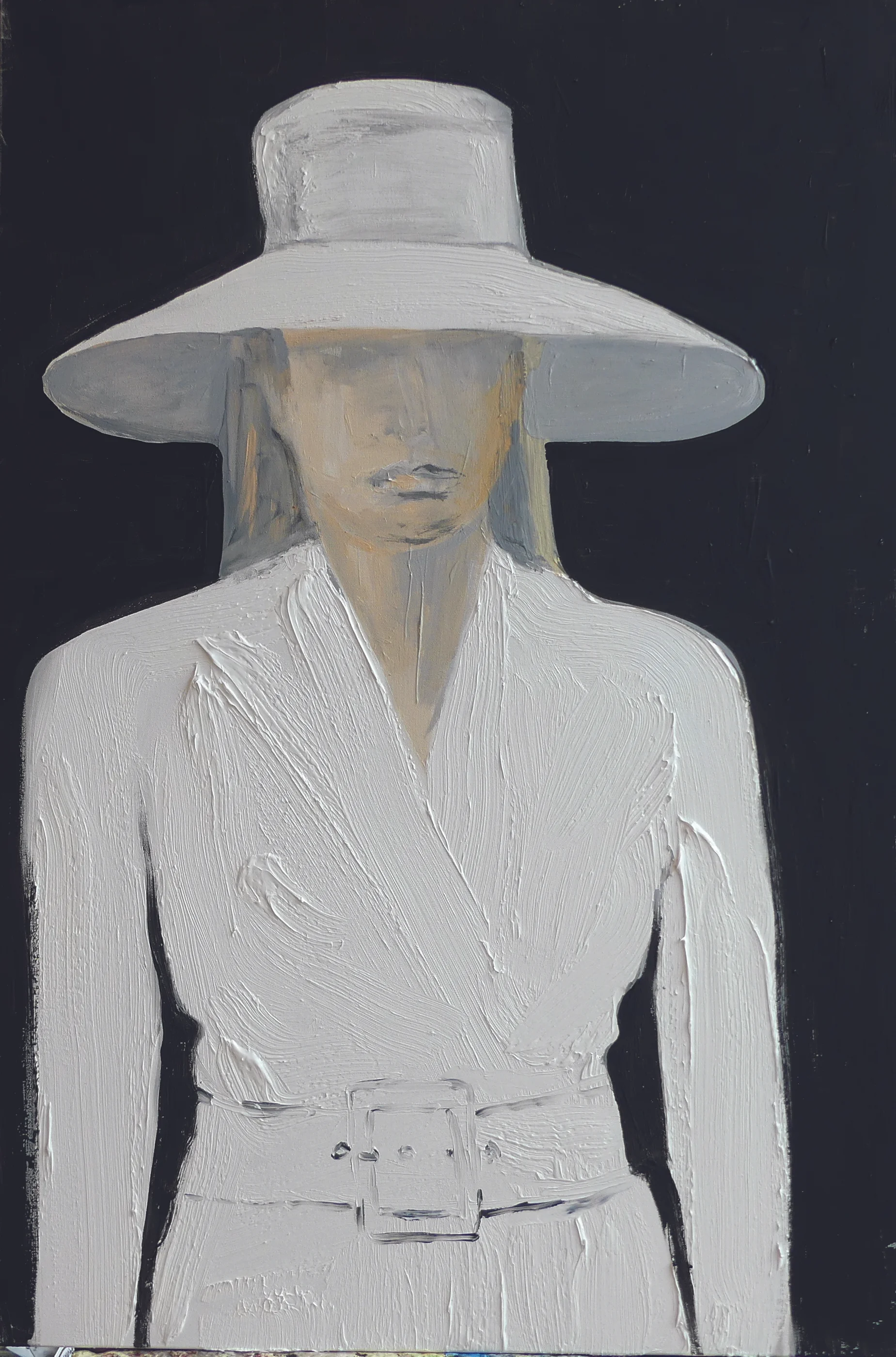  Broad brimmed with a high, blocked crown hat commissioned by Hervé Pierre, made in NY using the same fabric as the suit, created by Michael Kors Worn: at the state arrival ceremony on the South Lawn of the White House to greet the French President E