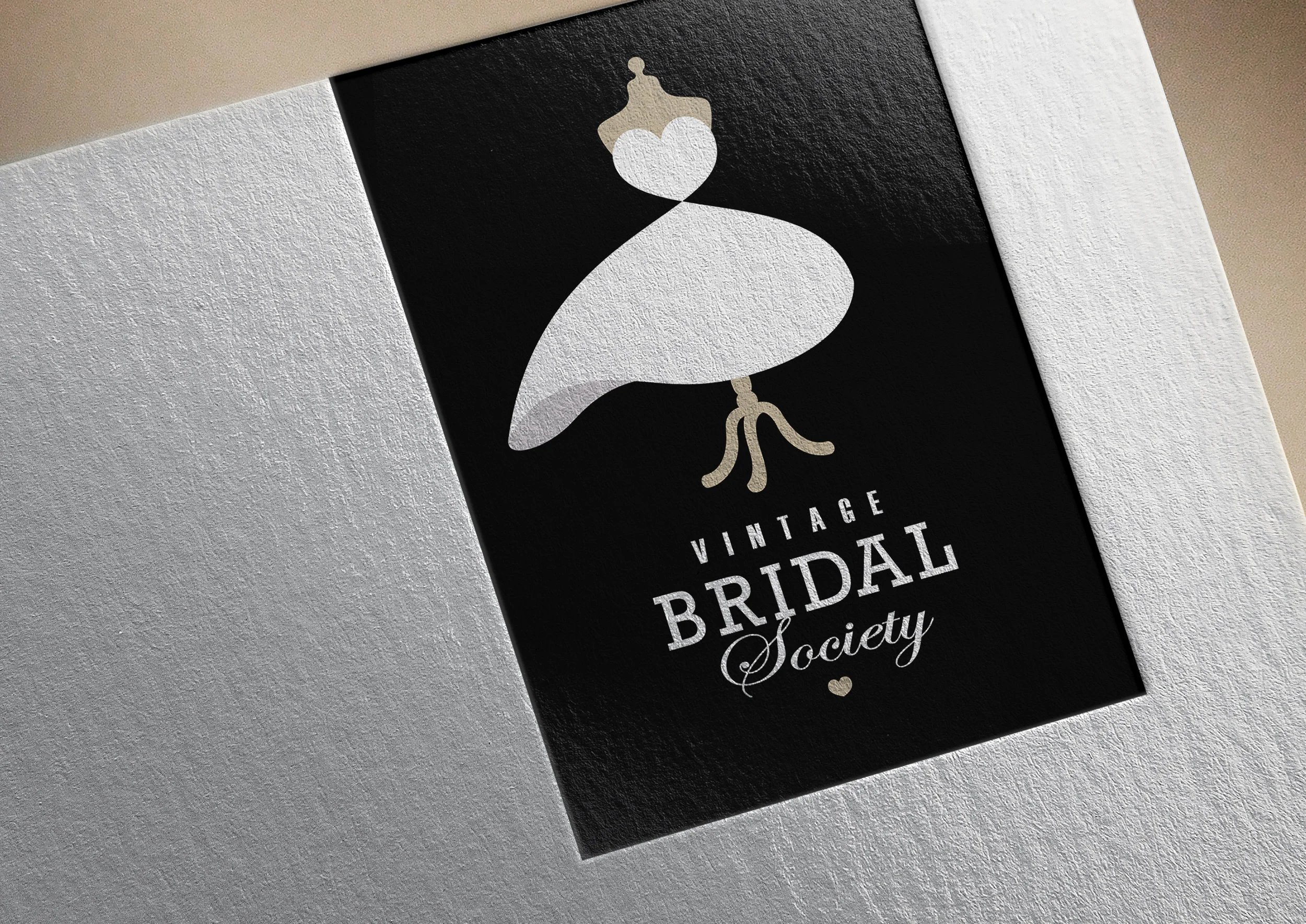 Vintage Bridal Society was created to provide an ethical and budget conscious alternative to regular bridal stores, stocking in one place pre-loved and vintage wedding gowns… We created the brand to stand out in a crowded and generic looking market, with a bold and simple piece of branding that evokes a sense of classic old world glamour.