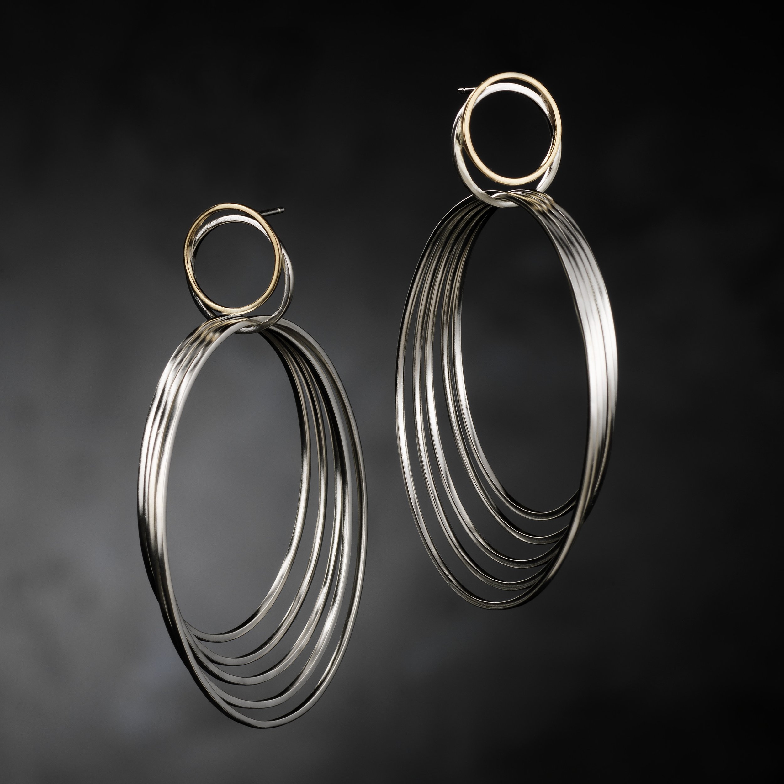 Silver and 9ct Gold Hoop Earrings