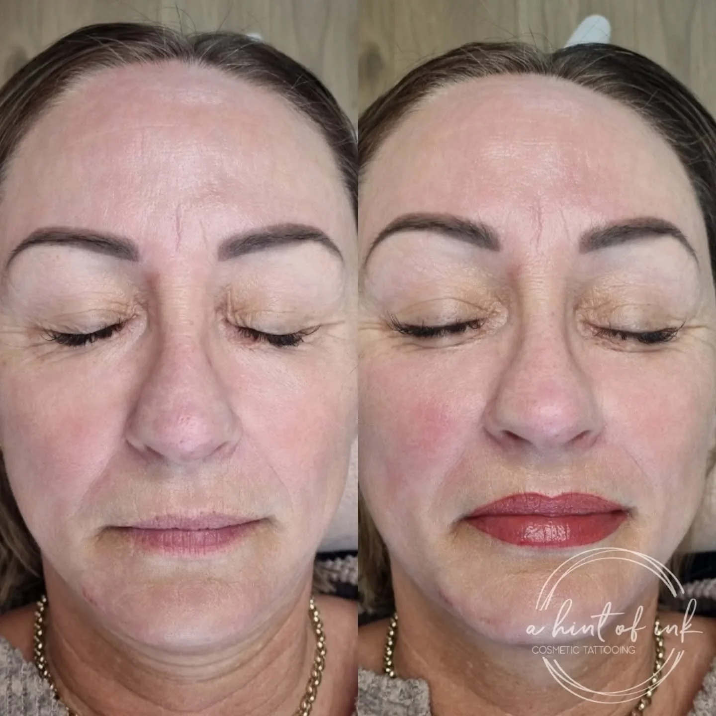 Fresh lips 💋 for this beautiful soul. Isn't it amazing how a pop of colour can brighten your whole face?

These lips will heal into a narural looking nude/pink colour.

We also did her eyebrows a few weeks ago 👌