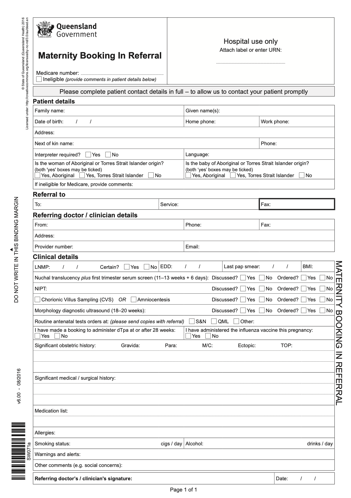 Maternity templates for BP and MD