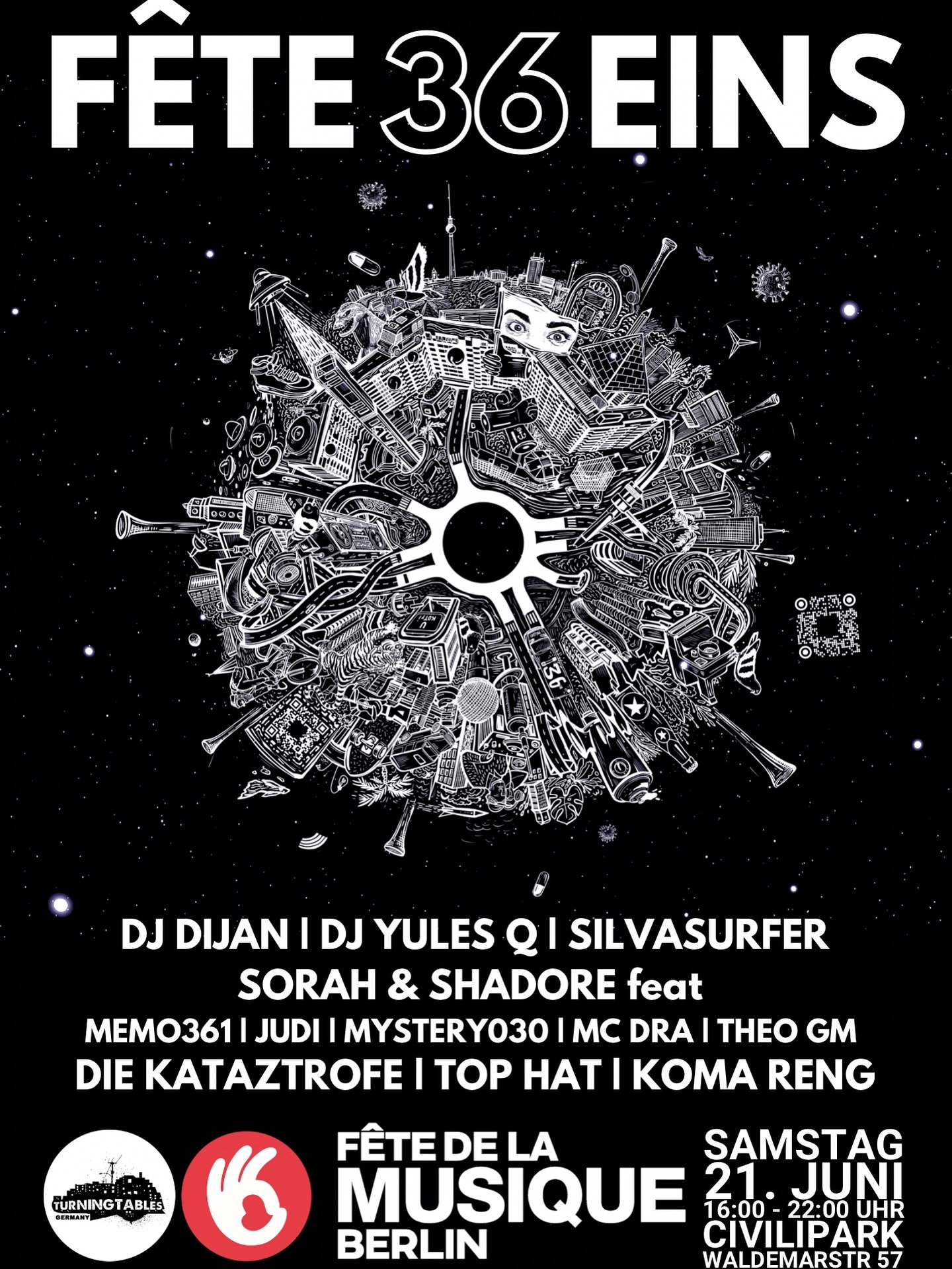 XOXO 

N&auml;chste Woche Samstag feiern wir wieder F&ecirc;te de la Musique im Civilipark. 
Adresse ist Waldemarstrasse 57 in Kreuzberg.

#empoweringyouththroughmusicandfilm #jugendlichestimmenverst&auml;rken