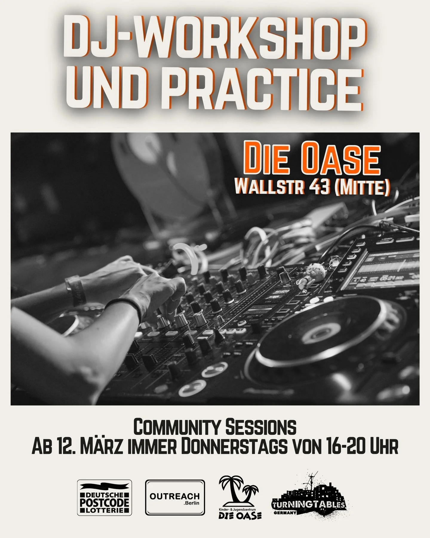 XOXO

ab sofort starten die &ldquo;Turning Tables Community Sessions&rdquo;. Gemeinsam mit unseren Kooperationspartner:innen organisieren wir das Jahr &uuml;ber verschiedene musikorientierte Angebote f&uuml;r junge Menschen im Alter von 10 bis 27 Jah
