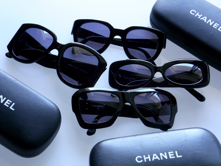 Chanel Black Oversized Frame and Leather Camellia Sunglasses-5318 - Yoogi's  Closet
