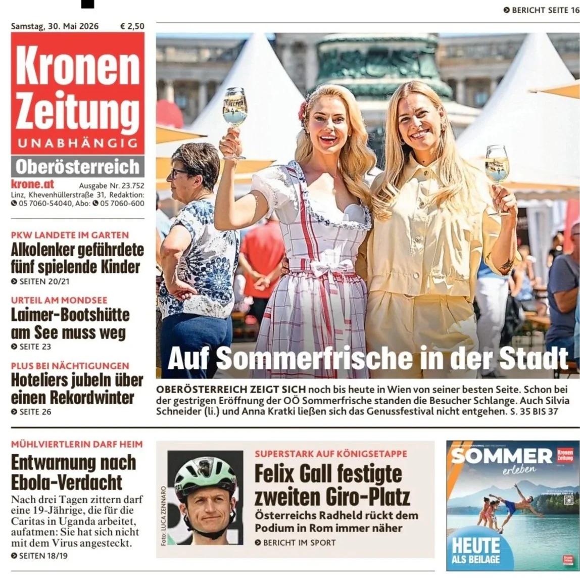 Dirndl Geschirrtuch von PALLA Vienna in der Kronen Zeitung Sa, 30. Mai 2026