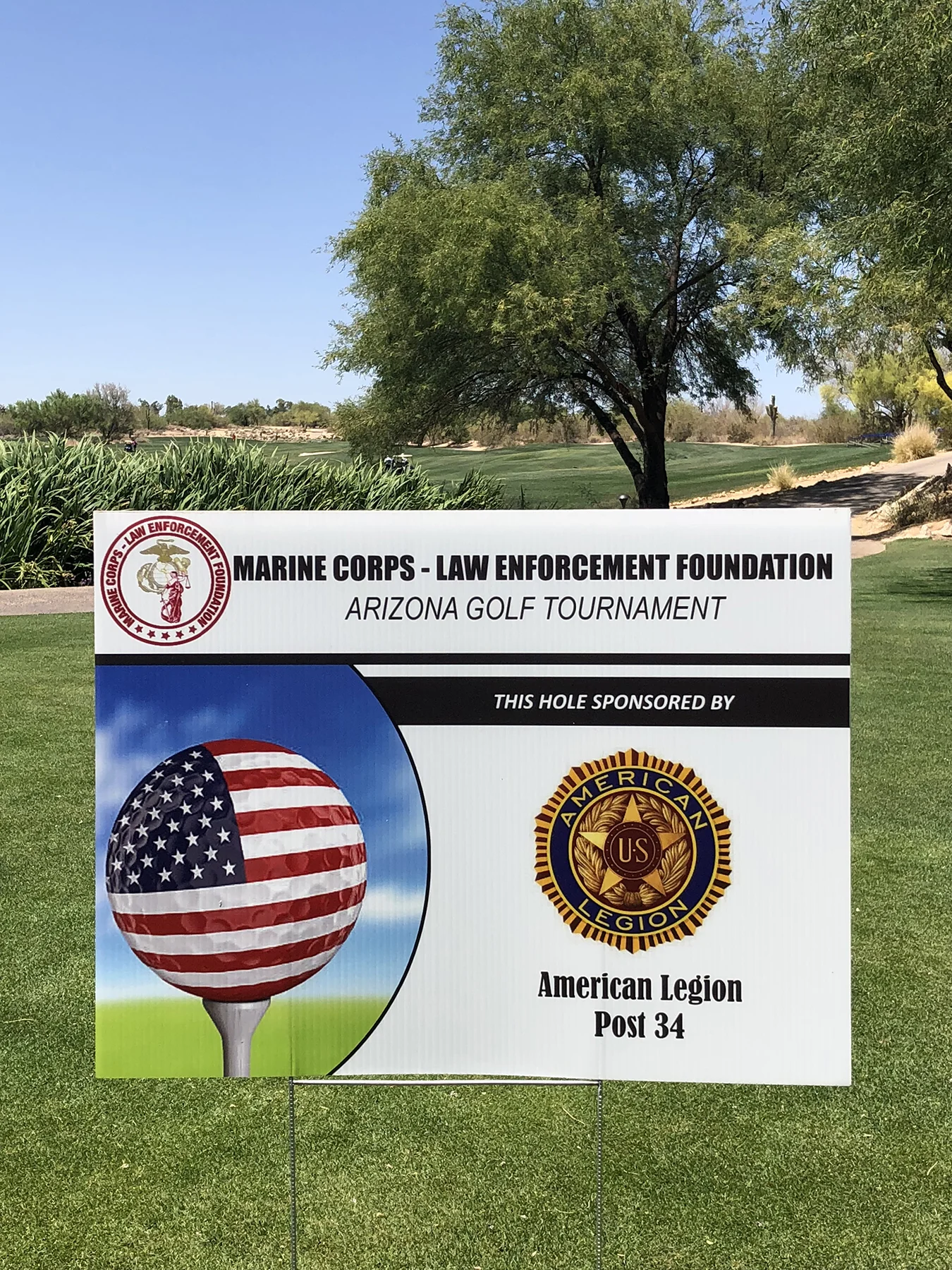 Sponsor sign for American Legion Post 34