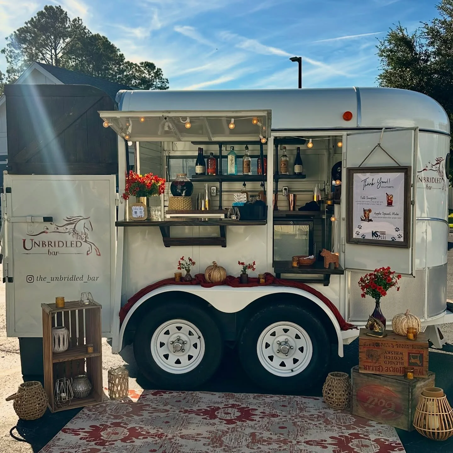 ✨THE UNBRIDLED BAR✨

EST in 2018 we were North Florida&rsquo;s first mobile bar and Jacksonville&rsquo;s very first bar on wheels. We lovingly converted our first trailer in 2018 and another in 2020 and have been setting the standard in mobile bars s