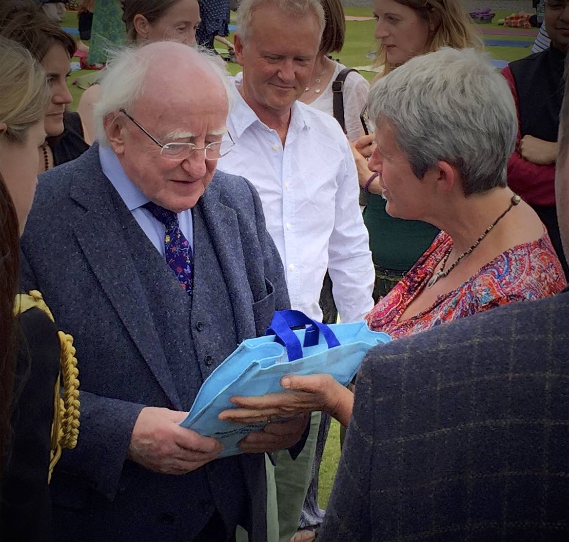  Yogadhara presenting gifts to President Michael D. Higgins at the United Nations International Day of Yoga, Garden Party 