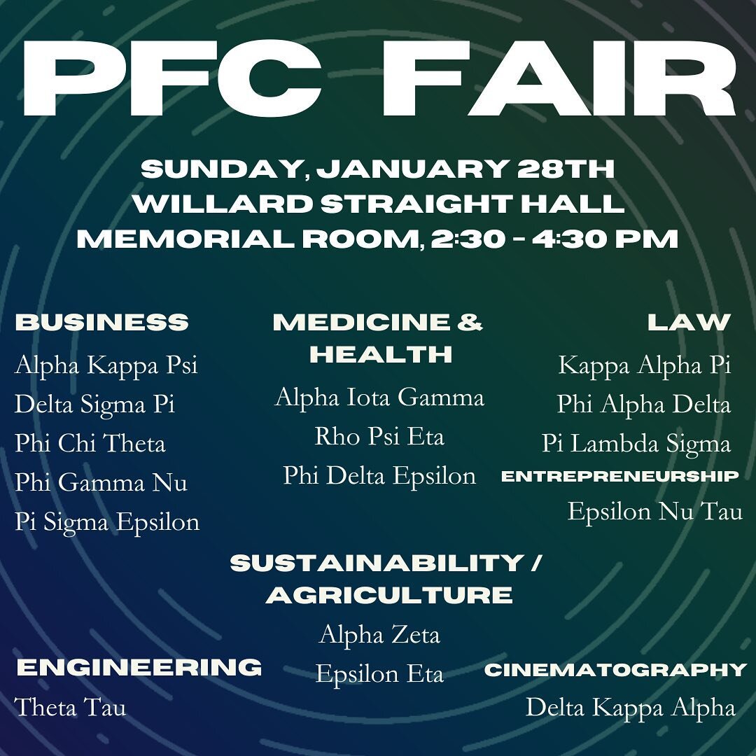 Come see us tomorrow at the PFC fair!! Come meet some of our brothers and learn more about our recruitment