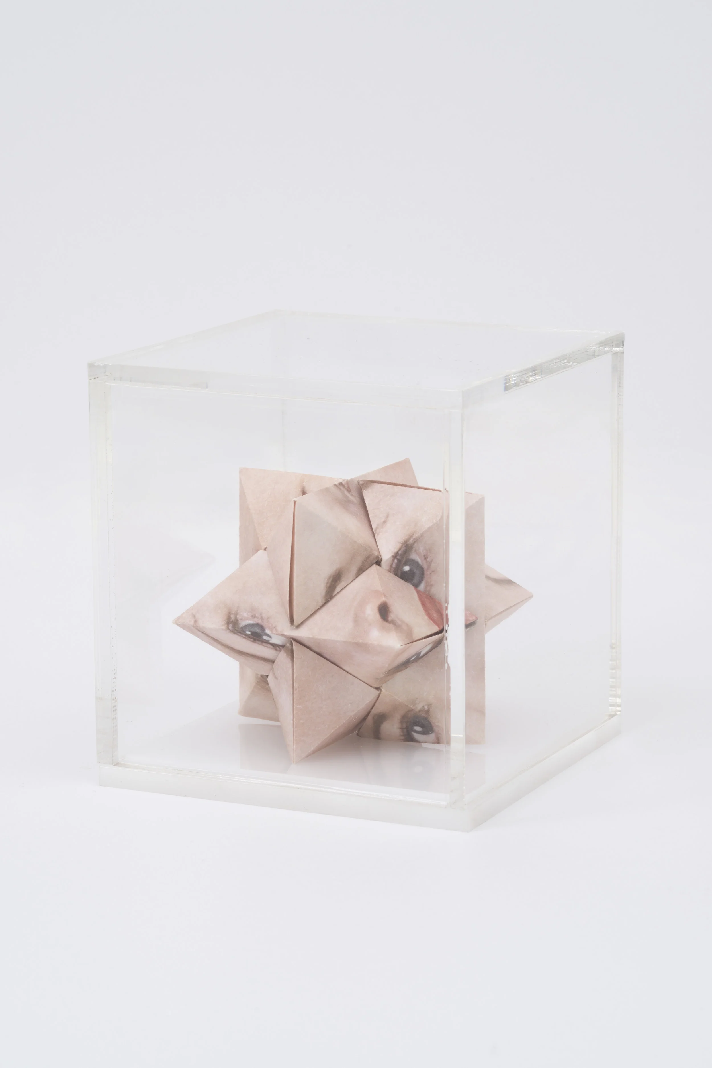Alma Haser, Prototype No. 26 (Carla) , 2016 Digital pigment print with folded digital pigment print sculpture, plexiglass box, 12 x 12 x 12 cm (approx. 5 x 5 x 5 in), edition of 5 Inquire