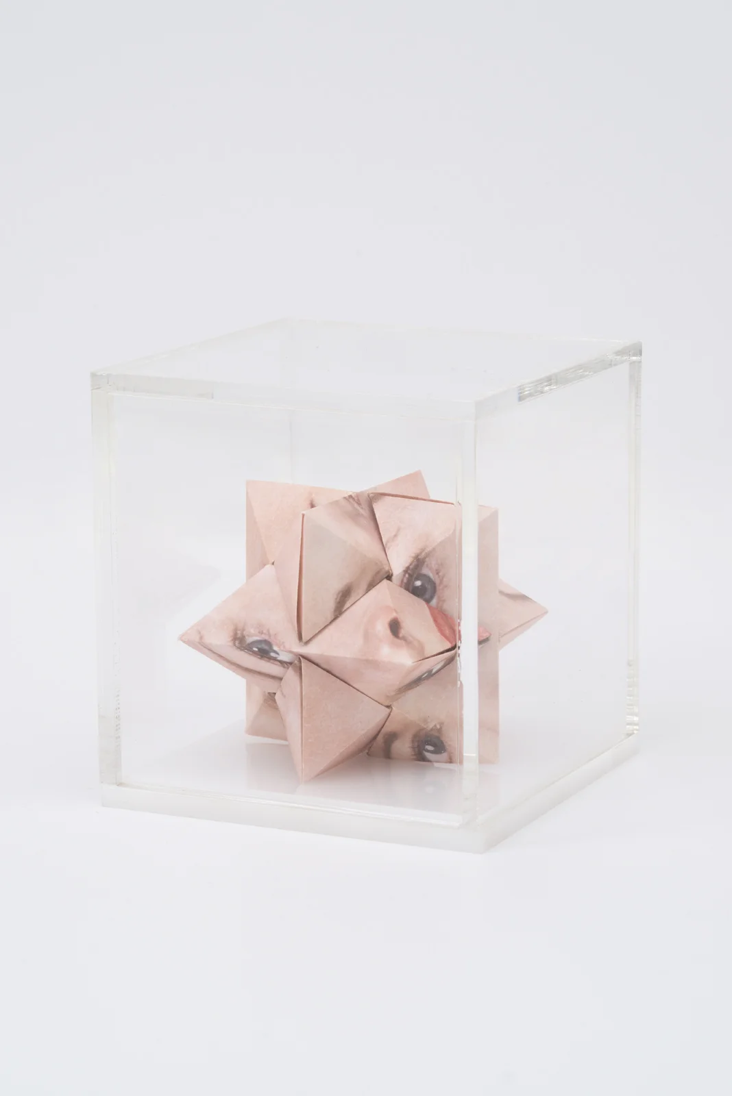 Alma Haser, Prototype No. 26 (Carla) , 2016 Digital pigment print with folded digital pigment print sculpture, plexiglass box, 12 x 12 x 12 cm (approx. 5 x 5 x 5 in), edition of 5 Inquire