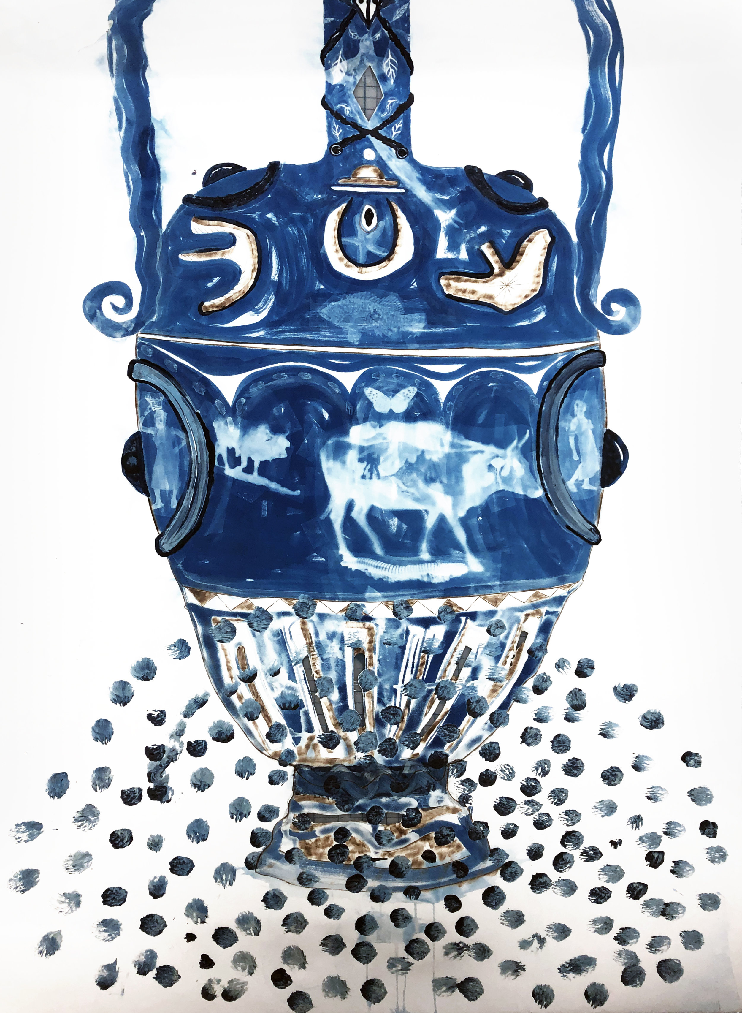Ivan Forde, Vessel 2 (from Invocation), 2018 Blueprint on archival paper, 55 x 36 inches, unique Inquire