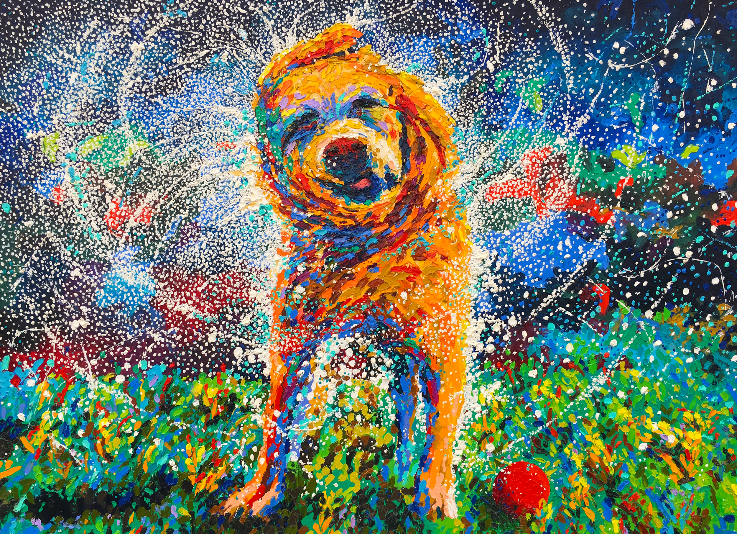 Dog Shake! | Oil on canvas | 48" x 36" (SOLD)