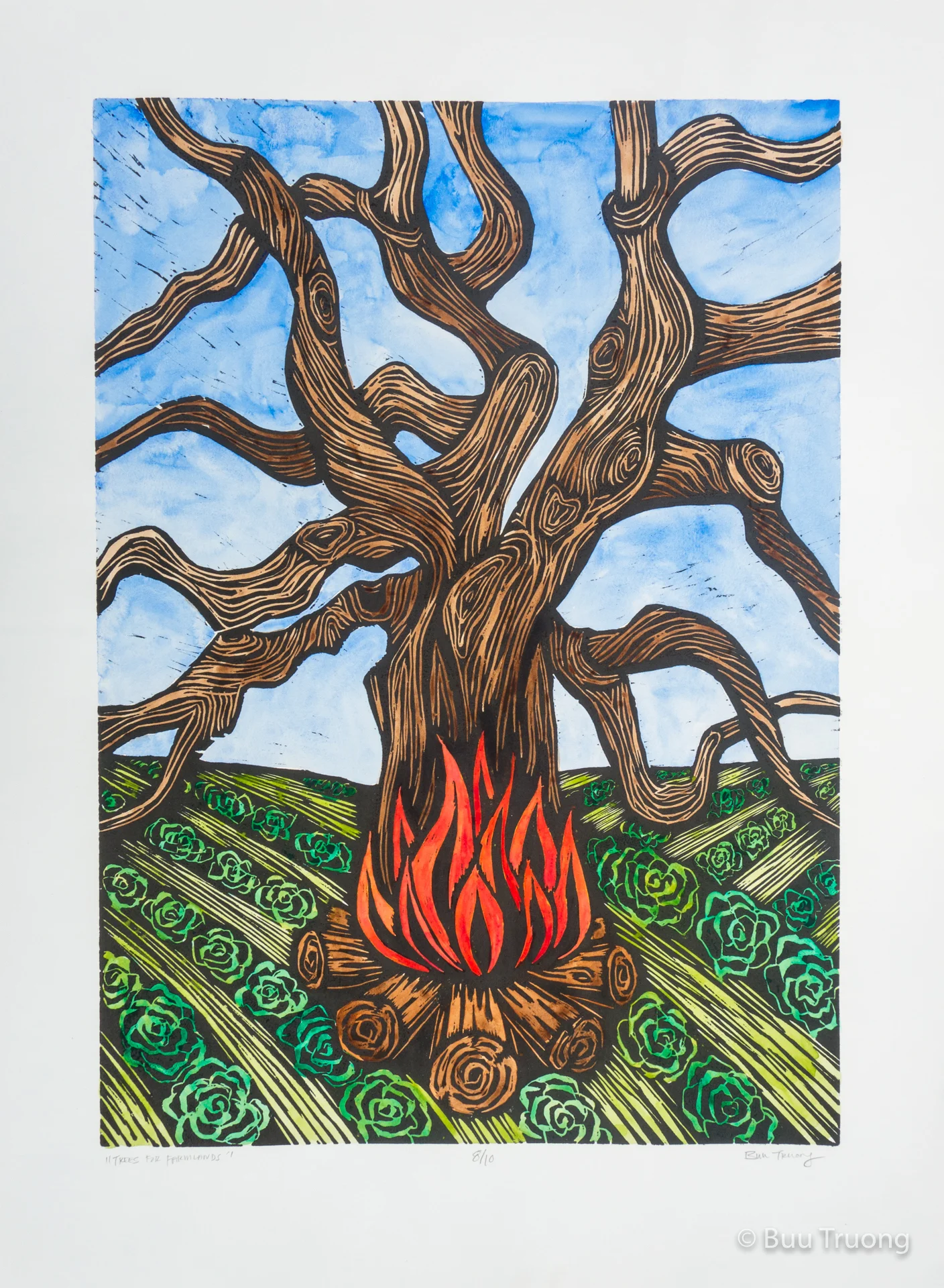 Trees for Farmlands (BW with Watercolor)