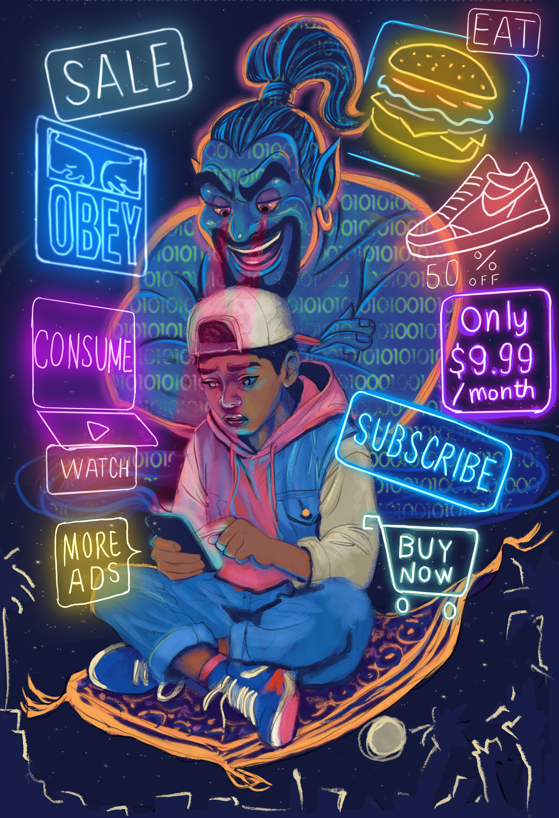 Aladdin: Surveillance & Greed Mail art · 2025