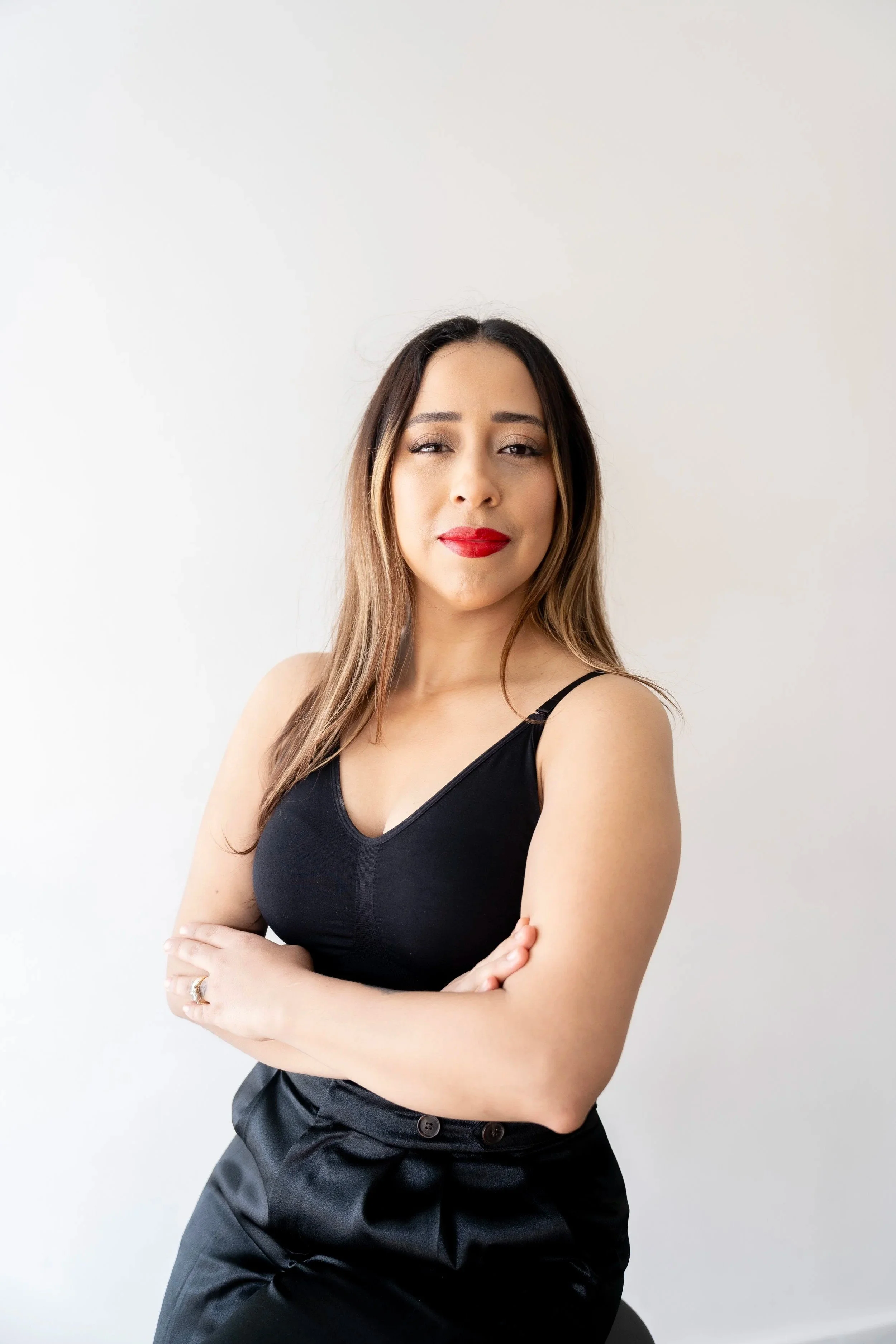 Sonia — Master Stylist. A soft glam artist who believes in enhancing natural beauty with polished, effortless looks. She creates timeless styles that help every client feel confident, comfortable, and like the best version of themselves.